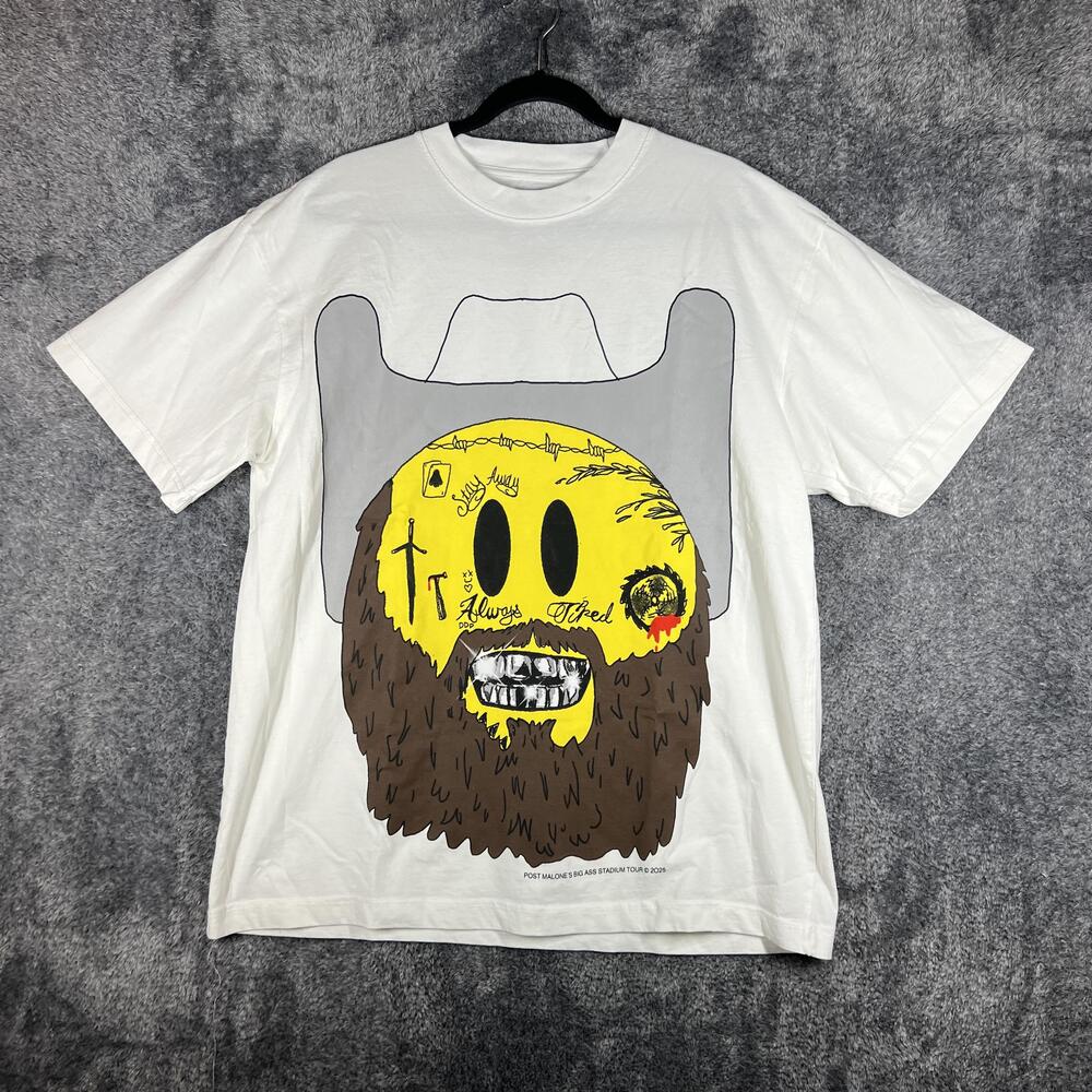 Posty Co. Shirt Mens L White Post Malone Big Ass Stadium Tour Graphic Tee